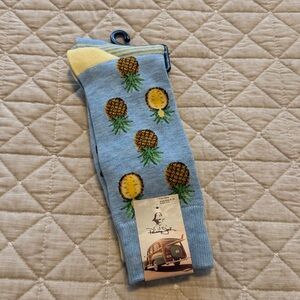 Men’s Crew Socks Panama Jack Novelty Pineapples 2 Pair Size 8-12